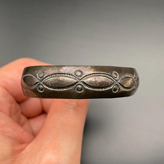 ヴィンテージ ナバホ族 ネイティブ スタンプワーク スターリング