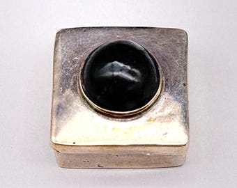 Caja vintage de plata de ley con ágata mexicana