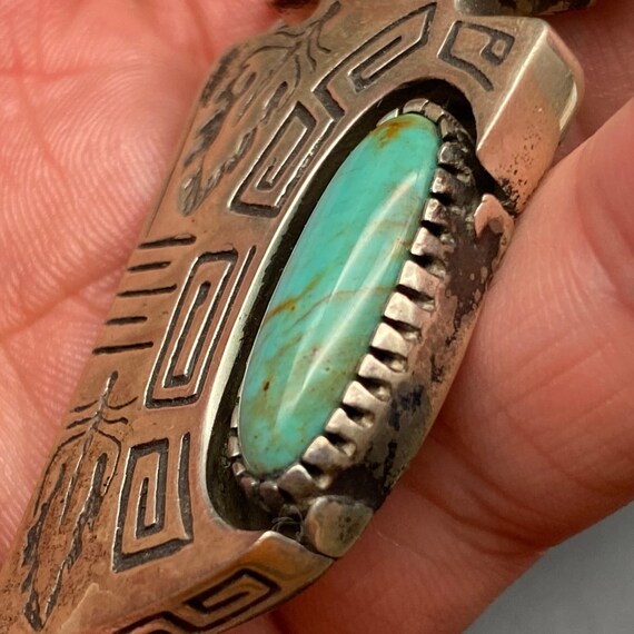 Vintage Southwestern Kachina Turquoise Sterling S… - image 9