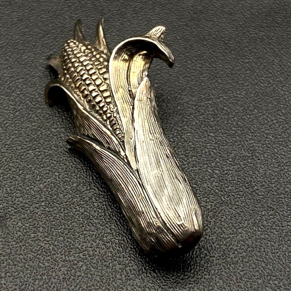 Vintage Corn Sterling Silver Pin Brooch - image 2
