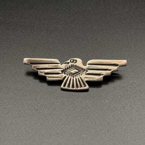 Spilla vintage in argento con stampa a mano di Thunderbird, motivo Navajo Native