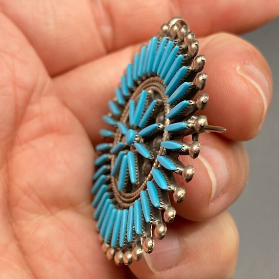 Vintage Zuni Booqua Needlepoint Turquoise Cluster… - image 10