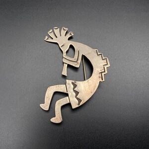 Vintage Happy Piasso Navajo Kokopelli Stampwork Sterling Silver Brooch Pin