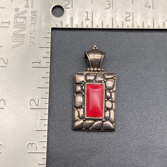 Vintage Red Stone Sterling Silver Pendant - image 5