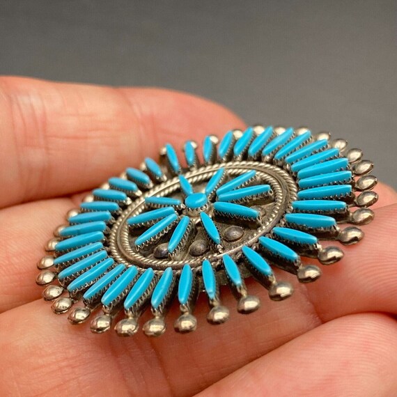 Vintage Zuni Booqua Needlepoint Turquoise Cluster… - image 9