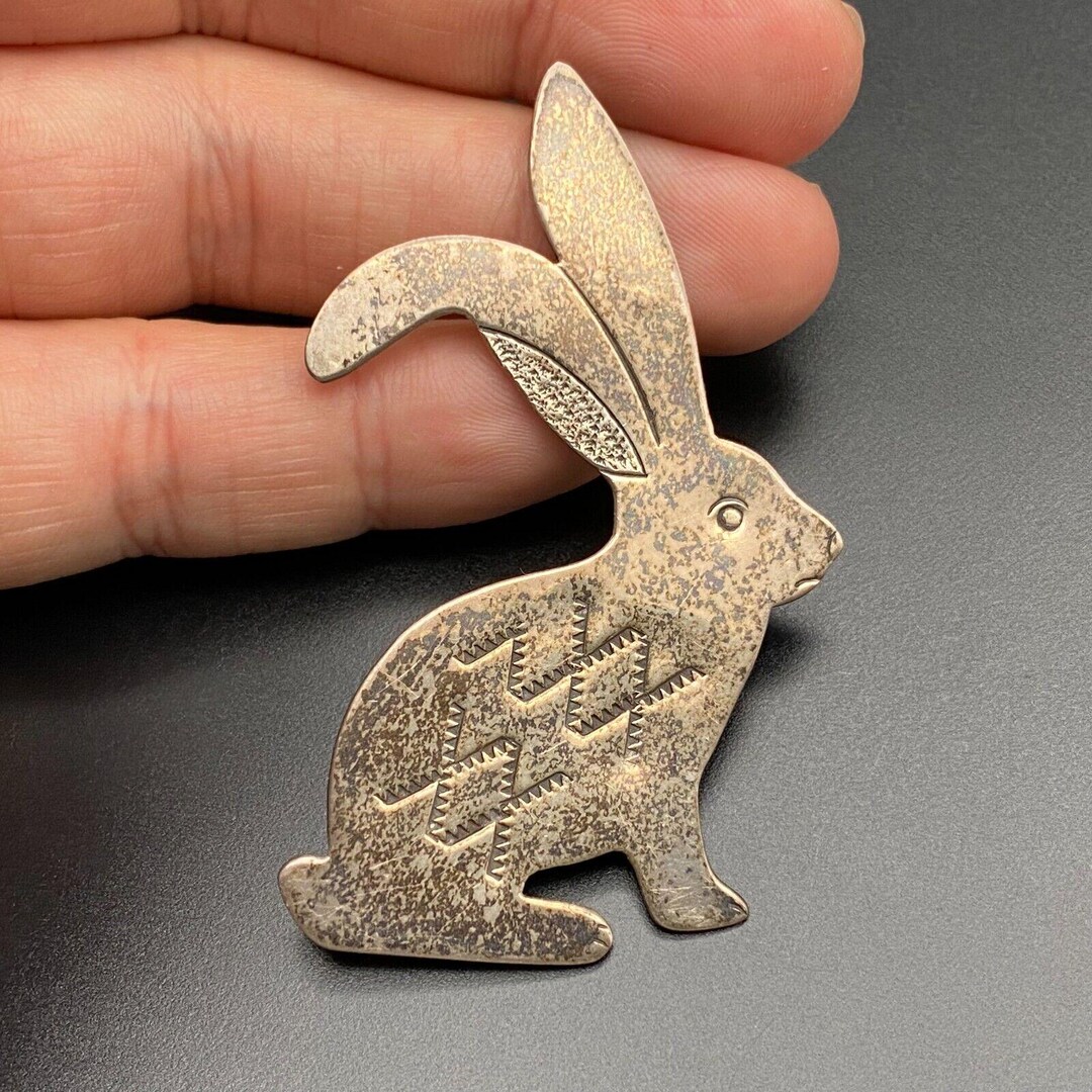 Silver Rabbit Pin Vintage Southwestern Rabbit Hare Stamped Sterling Silver Brooch Pin - Etsy