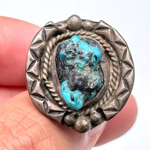 Vintage Navajo Native Turquoise Silver Ring Size 6.75