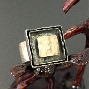 Vintage Modernist Brutalist Sterling Silver Ring Size 6.75