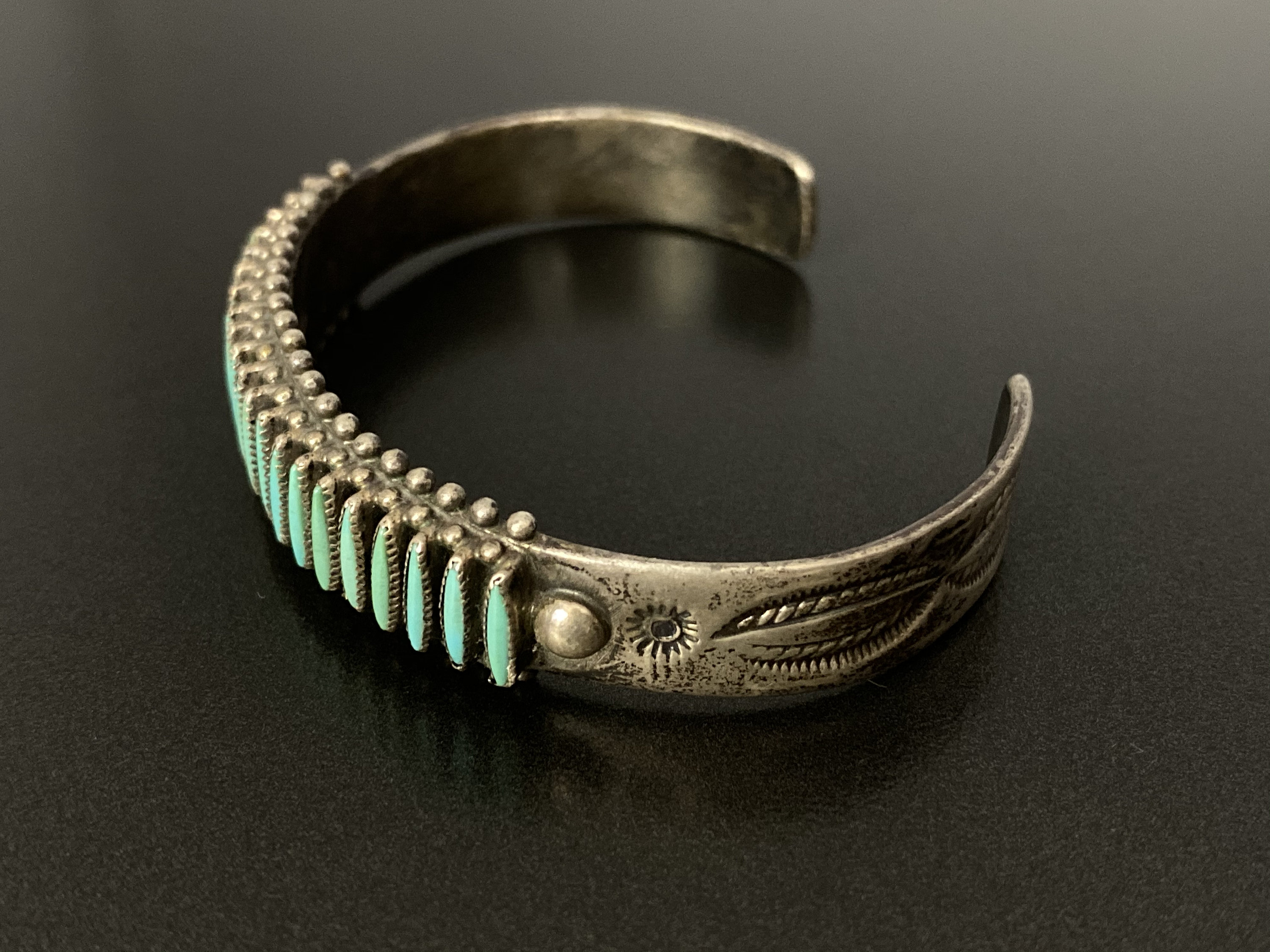 Vintage Zuni Bryant Waatsa Sterling Silver Turquoise Stampwork Etsy