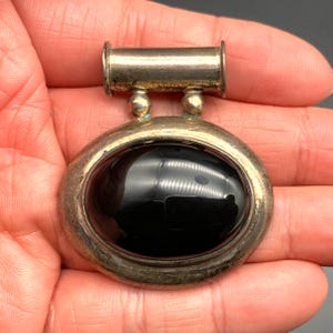 Vintage Mexico Onyx Sterling Silver Pendant