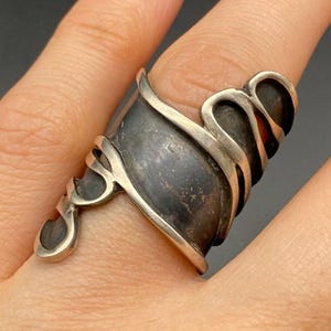 Vintage Modernist Abstract Mexico Sterling Silver Ring Size 5.5