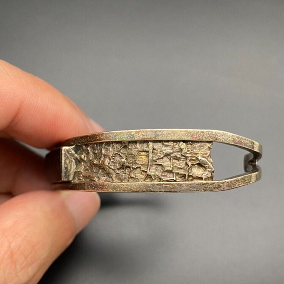 Vintage Brutalist Silver Bracelet Cuff Small 6-1/… - image 7