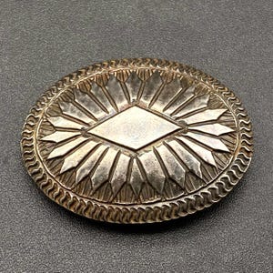 Vintage Navajo Native Hand Stampwork Silver Belt Buckle 1&quot;