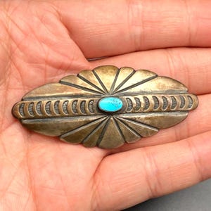 Spilla vintage in argento con stampa a mano in turchese nativo Navajo