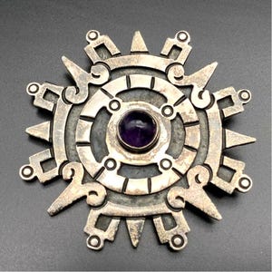 Vintage Mexiko Amethyst Sterling Silber Pin Brosche
