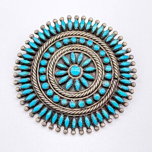 Broche de plata con racimo de turquesa nativo navajo vintage