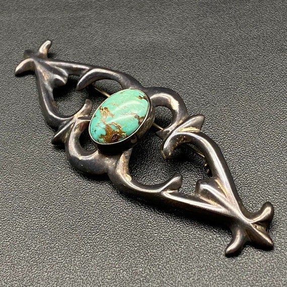 Vintage Navajo Native Turquoise Sterling Silver S… - image 1