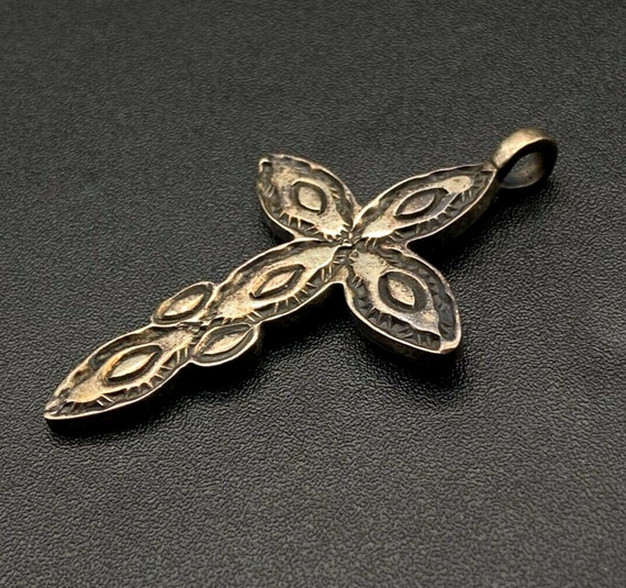 Vintage Navajo Native Cross Hand Stamped Sterling… - image 1