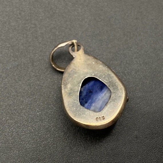 Vintage Blue Sodalite Sterling Silver Pendant - image 4