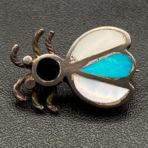 Spilla vintage in argento con insetto turchese nativo Navajo