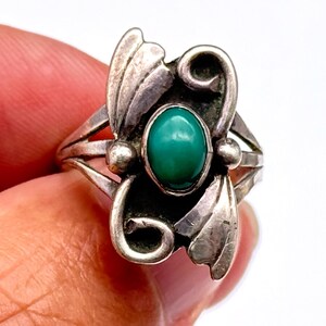 Vintage Southwestern Duggin Turquoise Sterling Silver Ring Size 4.5