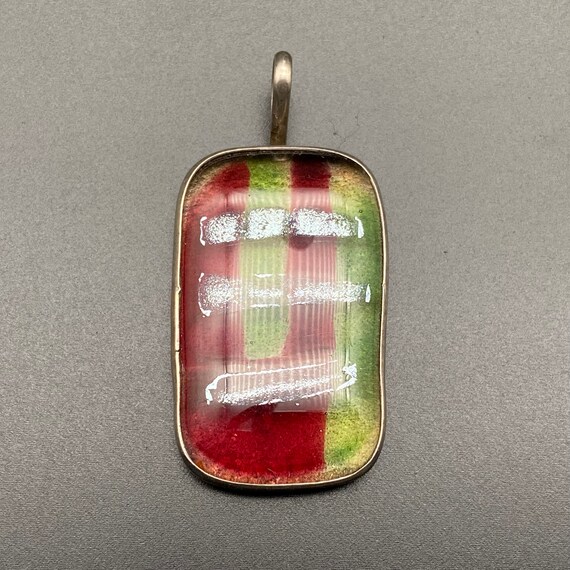 Vintage Sterling Silver Dichroic Glass Pendant - image 2