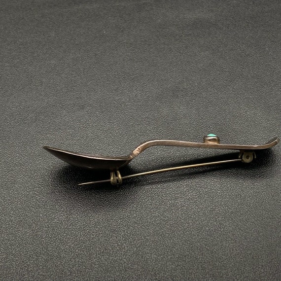 Vintage Navajo Turquoise Spoon Hand Stamped Sterl… - image 10