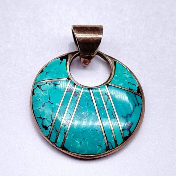 Vintage Southwestern Turquoise Sterling Silver Pe… - image 1