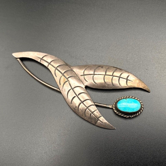 ヴィンテージ　ナバホ族　シルバー 　ピン ブローチ　ネイティブアメリカン ヴィンテージ ナバホ族 ネイティブ ターコイズ フラワー リーフ
