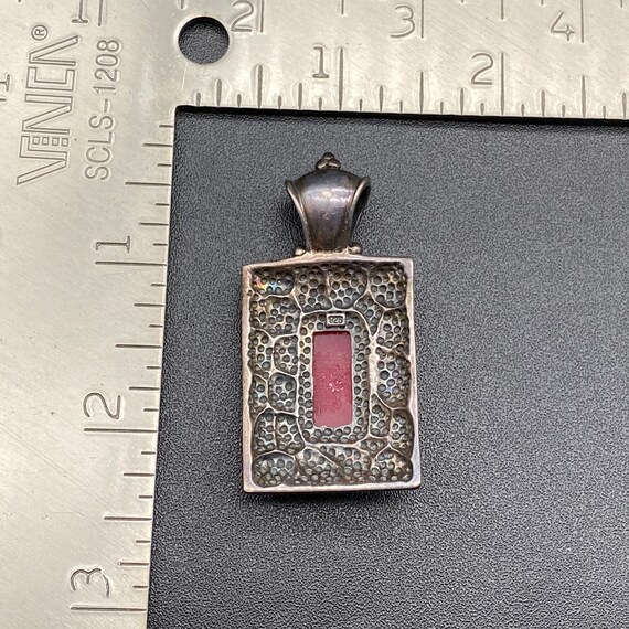 Vintage Red Stone Sterling Silver Pendant - image 7