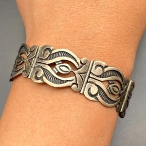Vintage Mexico Sterling Silver Link Bracelet 7"