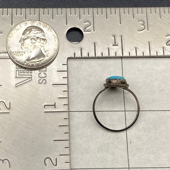 Petite Vintage Southwestern Turquoise Silver Ring… - image 8