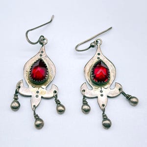 Pendientes colgantes vintage modernistas de plata de ley de Alma Mia