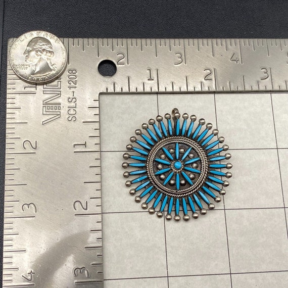 Vintage Zuni Booqua Needlepoint Turquoise Cluster… - image 2