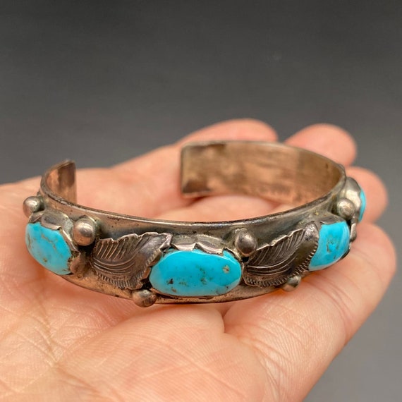 Vintage Zuni Native Simplicio Turquoise Silver Br… - image 8