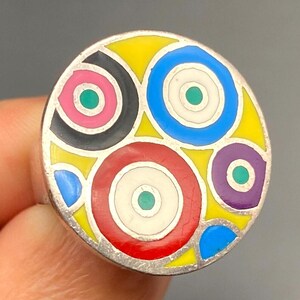 Vintage Modernist Retro Abstract Circle Sterling Silver Ring Size 6.75
