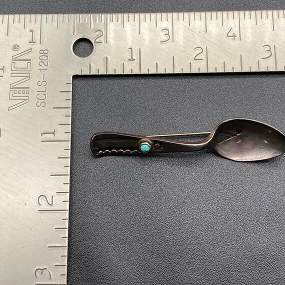 Vintage Navajo Turquoise Spoon Hand Stamped Sterl… - image 5