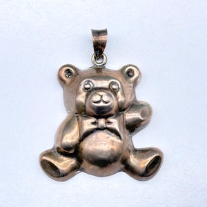 Vintage Teddy Bear Sterling Silver Pendant