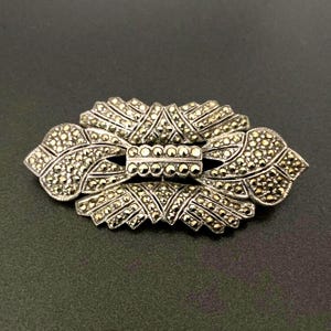 Vintage Art Deco Marcasite Sterling Silver Pin Brooch