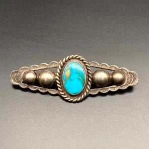 Spilla vintage in argento con francobolli turchesi nativi Navajo