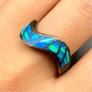 Vintage Southwestern Labrador Opal Ring Größe 8
