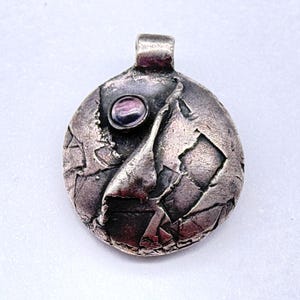 Vintage Brutalist Modernist Silver Pendant