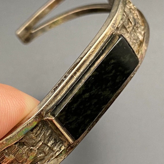 Vintage Brutalist Silver Bracelet Cuff Small 6-1/… - image 10