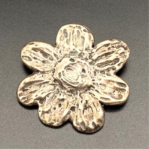 Vintage Brutalist Modernist Flower Silver Pendant