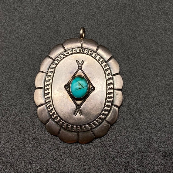 Vintage Navajo Turquoise Hand Stamped Concho Ster… - image 2