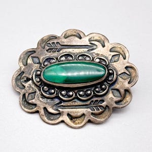 Broche de plata con flecha y estampado turquesa nativo navajo vintage pequeño