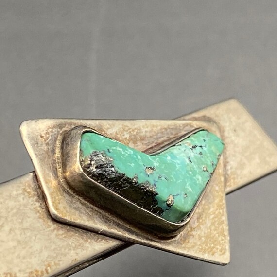 Vintage Modernist Turquoise Handwrought Sterling … - image 9