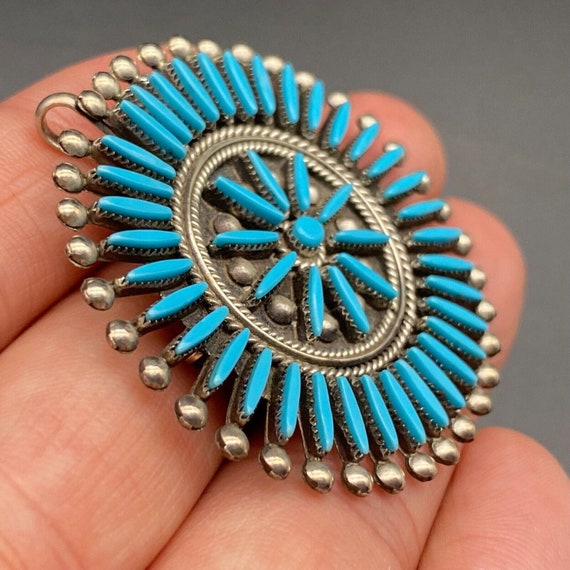 Vintage Zuni Booqua Needlepoint Turquoise Cluster… - image 8