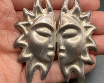 Vintage Sun Face Sterling Silver Pin Brooch