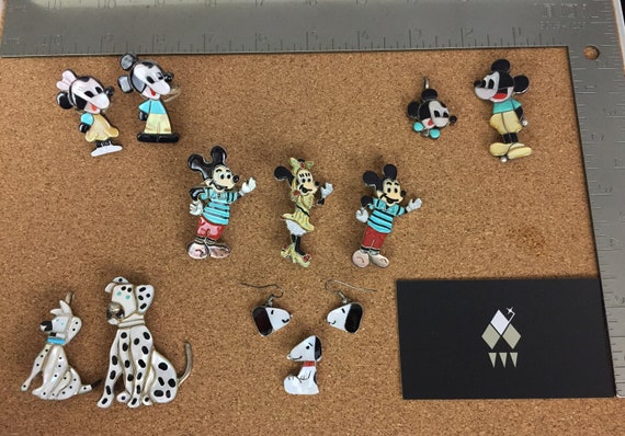 Vintage Zuni Sterling Silver Zunitoon Inlay Lot 1